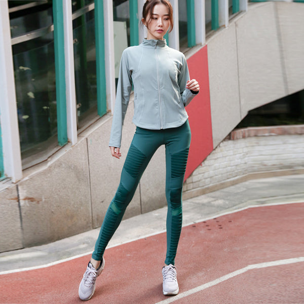 Pleated Mesh Yoga Pants