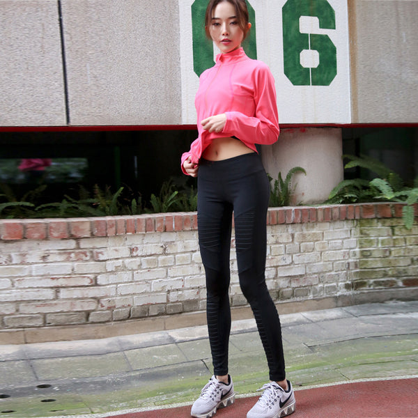 Pleated Mesh Yoga Pants
